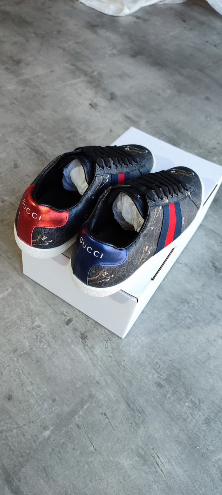 Gucci Ace "GG Supreme Tigers" (Black / Grey) (foto 2)