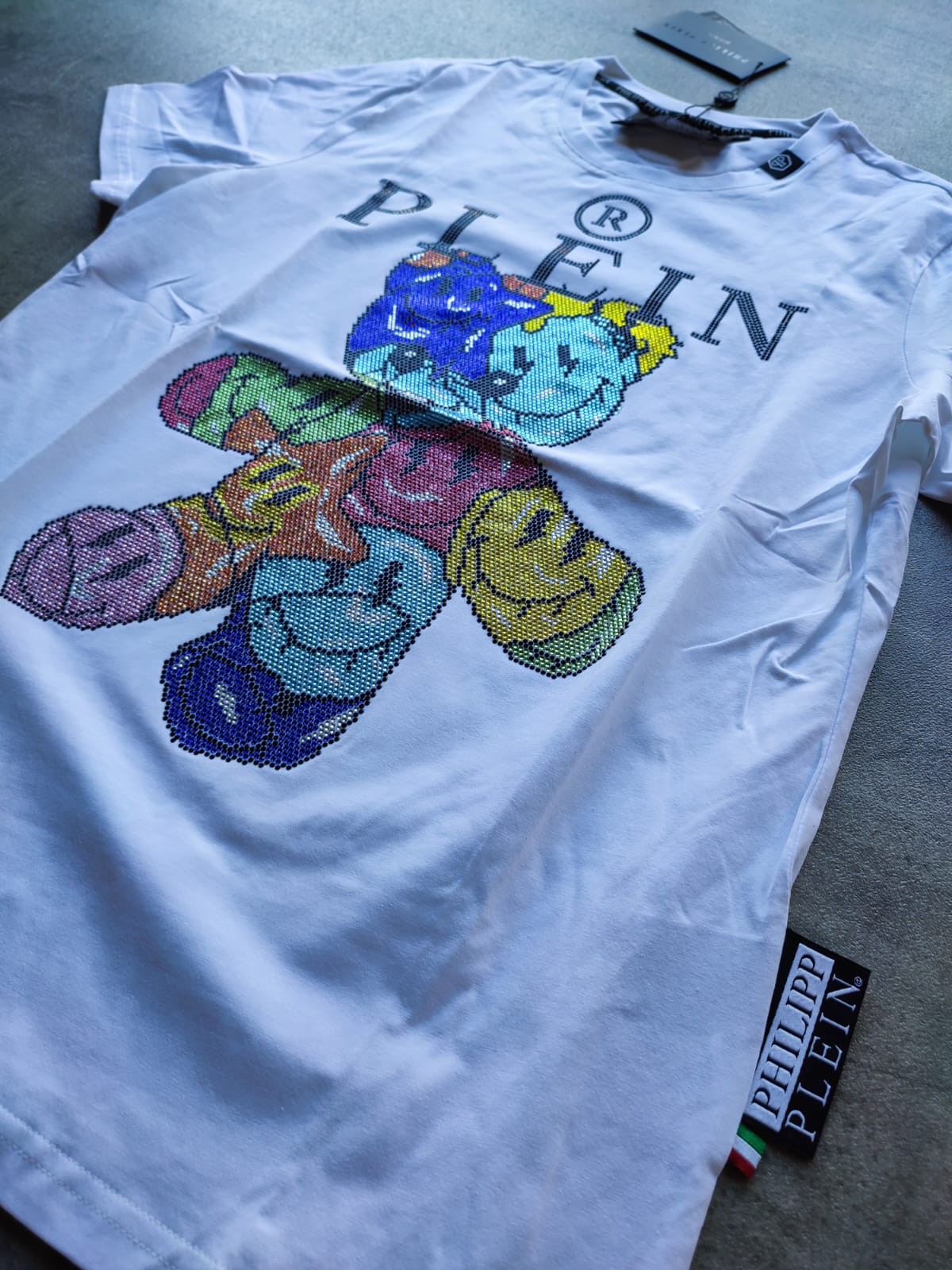 Remera Philipp Plein "Teddy Bear" Strass Multicolor (foto 2)