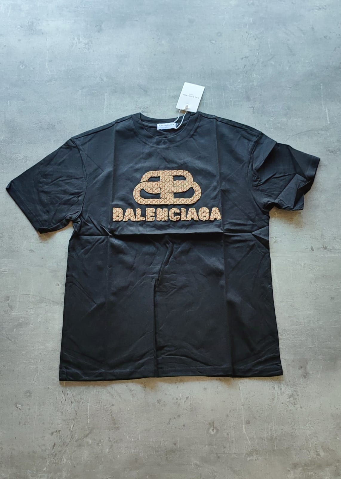 Remera Balenciaga BB Logo Strass Dorados – Black Edition