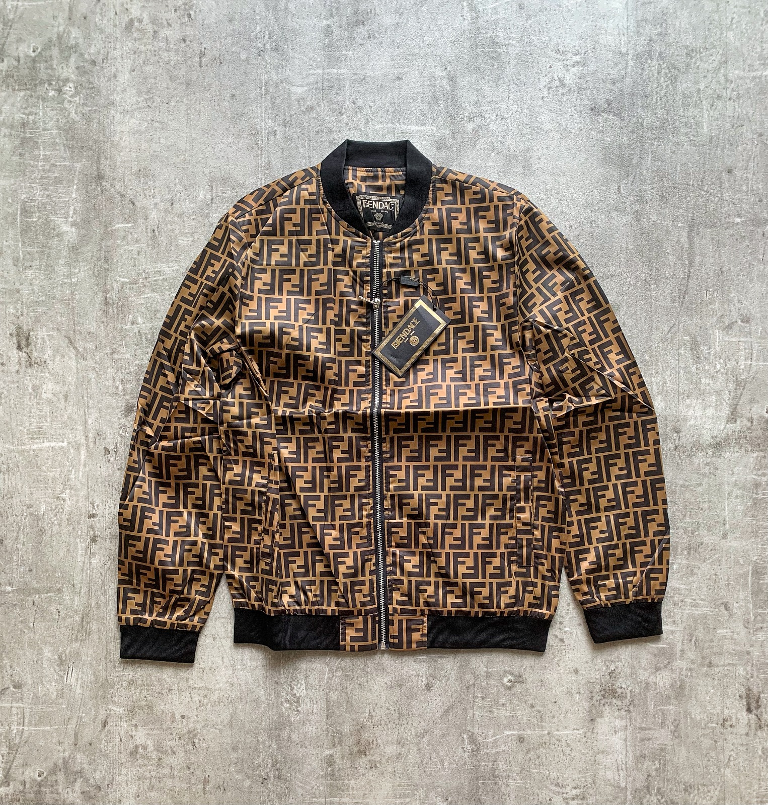 Campera Rompevientos Fendi x Versace "Fendace" FF Monogram Gold & Brown