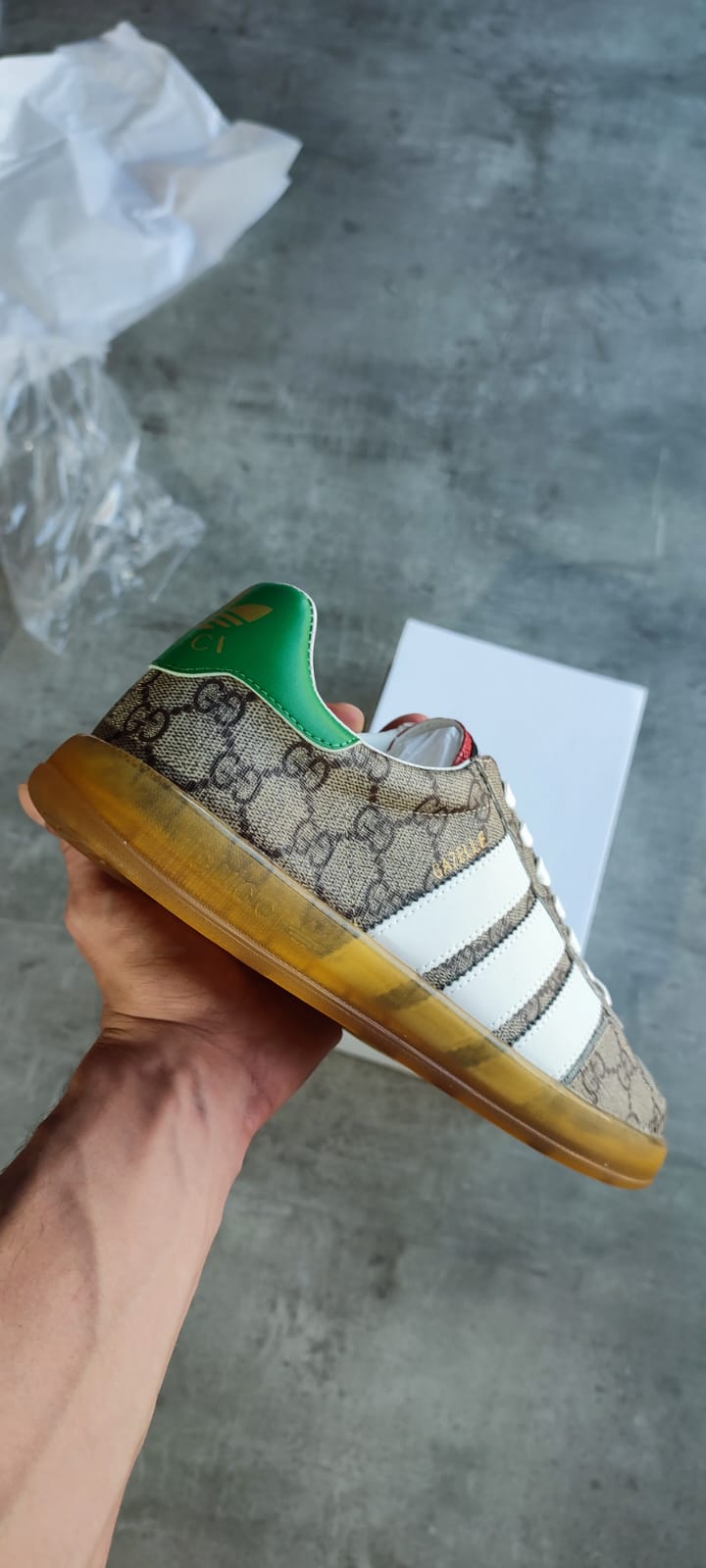 Adidas x Gucci Gazelle Beige GG Monogram