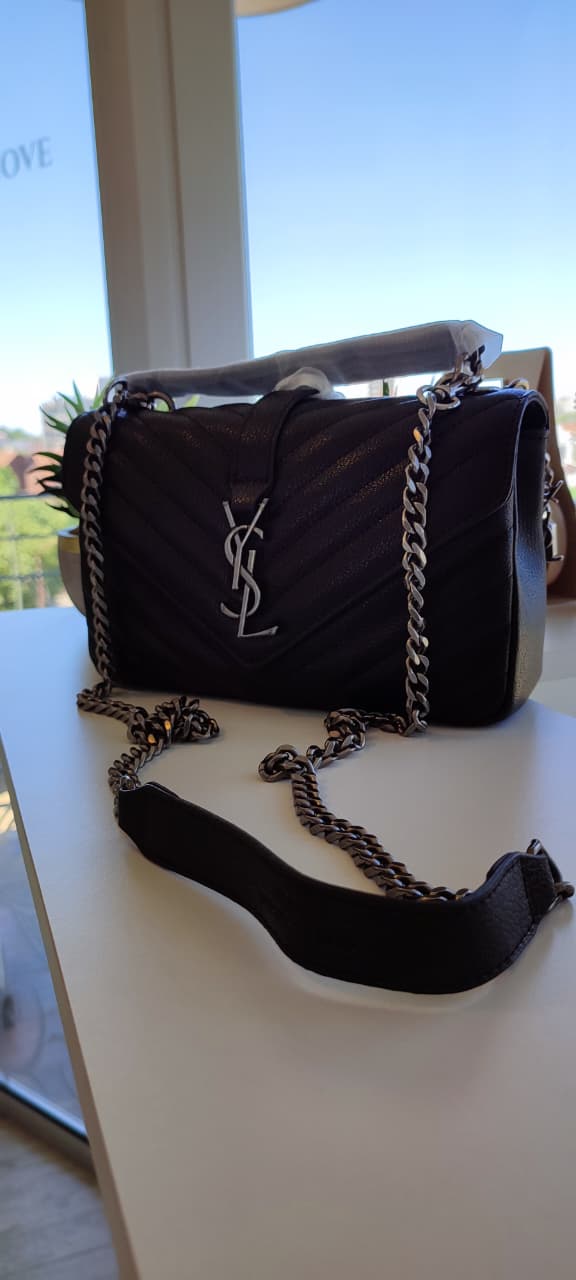 Bolso de Mano y Hombro "College Noir" – Negro con Plata (foto 2)