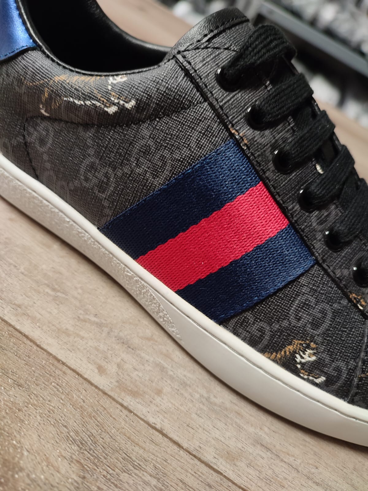 Gucci Ace "GG Supreme Tigers" (Black / Grey) (foto 4)